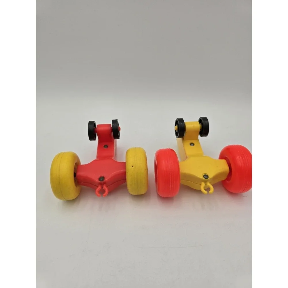 Lot Of 2 Vintage Little People‎ Tractors Red Orange And Yellow